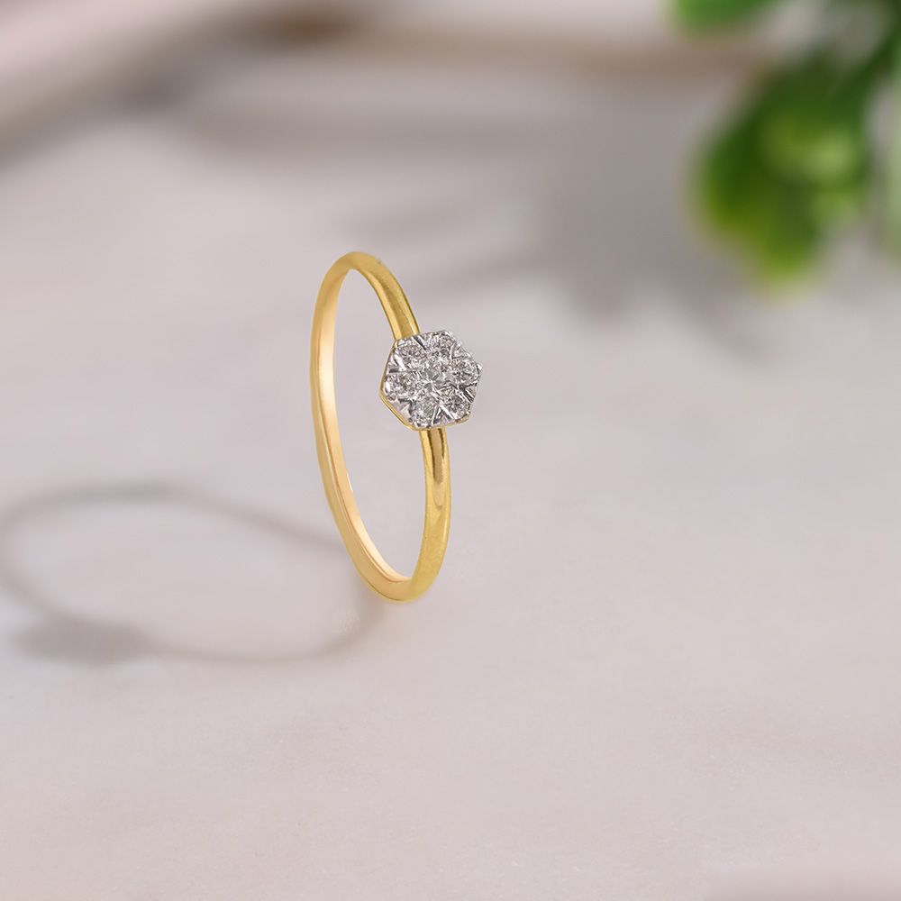 Delicate Sparkle 9KT Yellow Gold Diamond Ring-Rings-ERG26K05