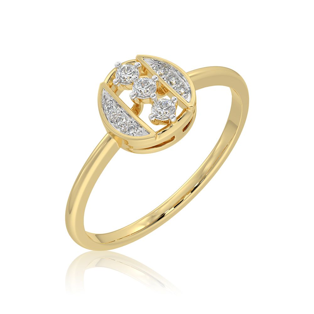 Sparkling Circle 9KT Yellow Gold Diamond Ring-Rings-ERG26K06