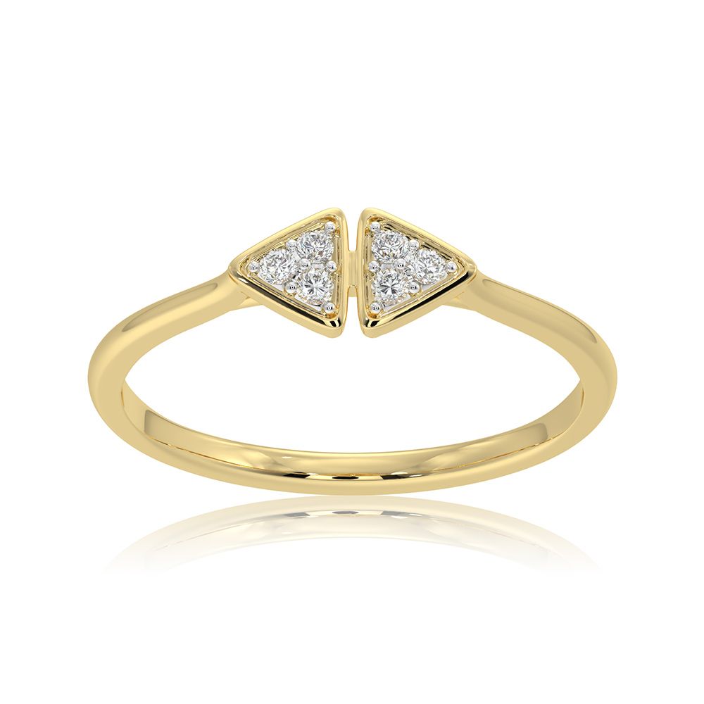 Dual Triangle 9KT Yellow Gold Diamond Ring-Rings-ERG26K07
