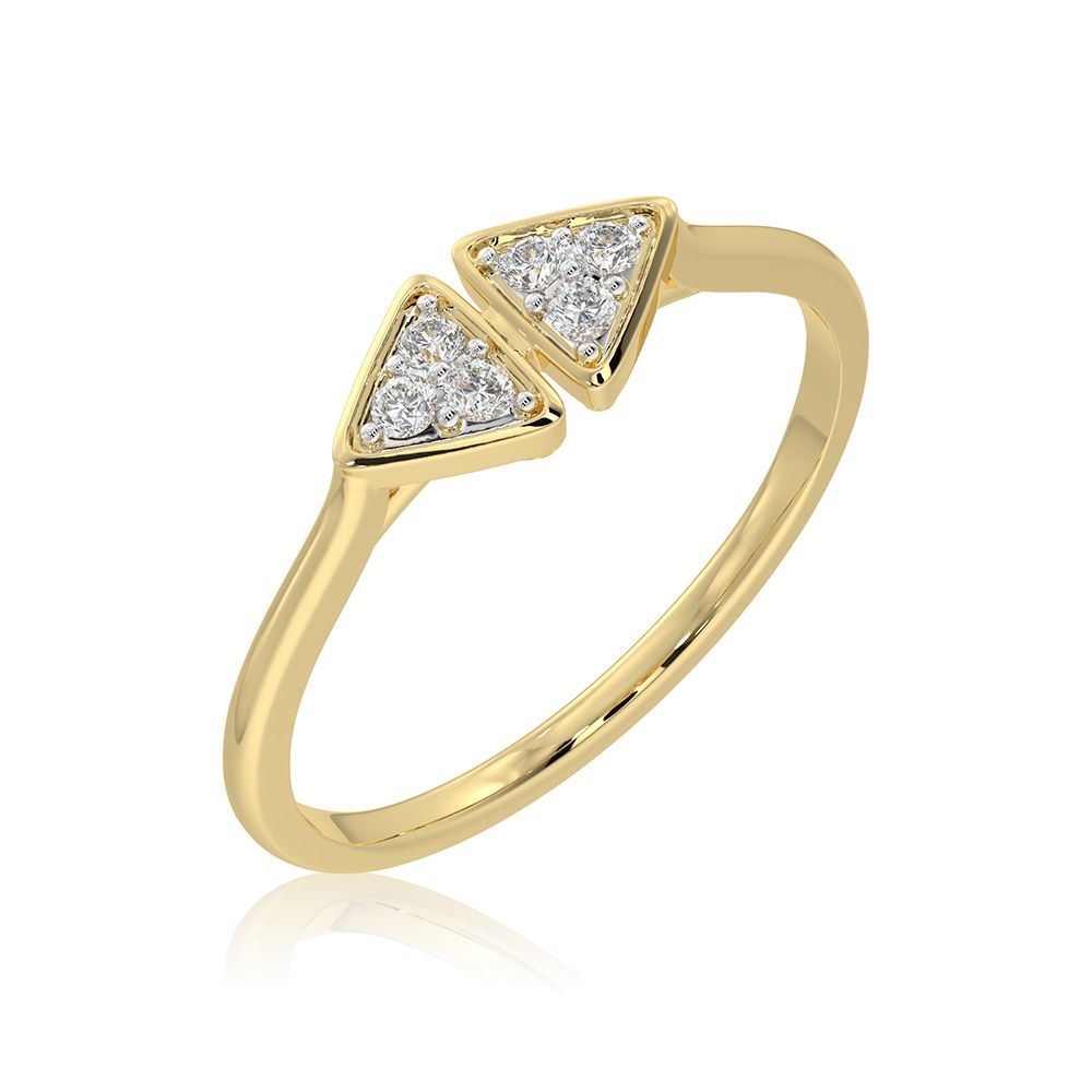 Dual Triangle 9KT Yellow Gold Diamond Ring-Rings-ERG26K07