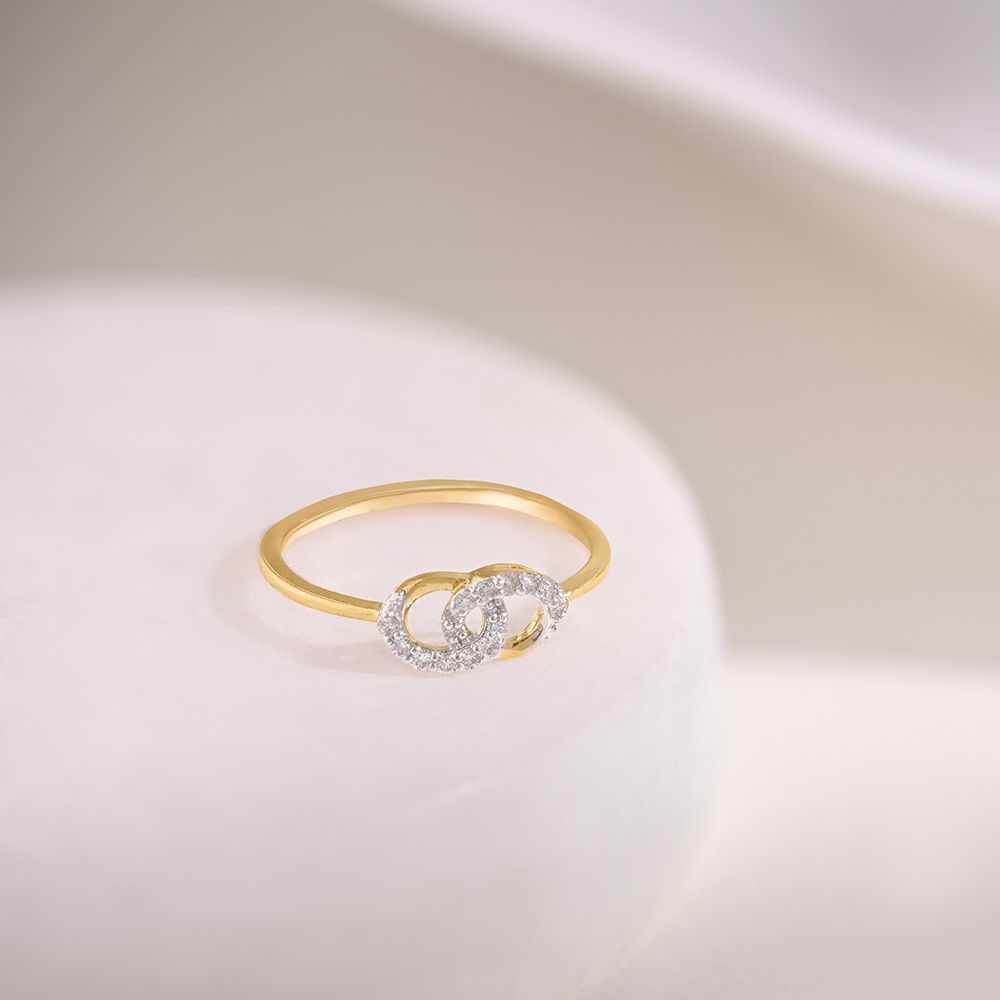 Looped 9KT Yellow Gold Diamond Ring-Rings-ERG26K08