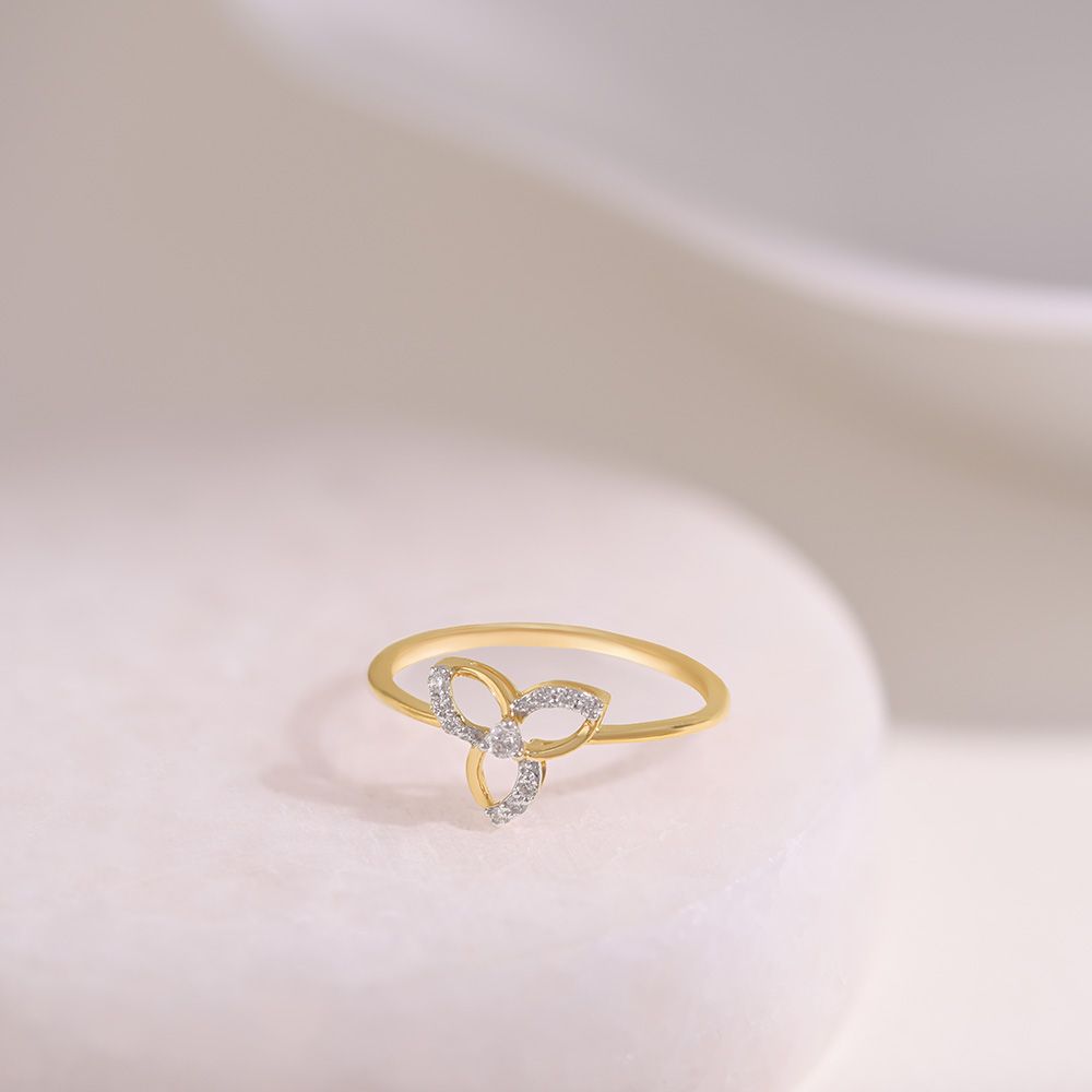 Graceful Floral 9KT Yellow Gold Diamond Ring-Rings-ERG26K09