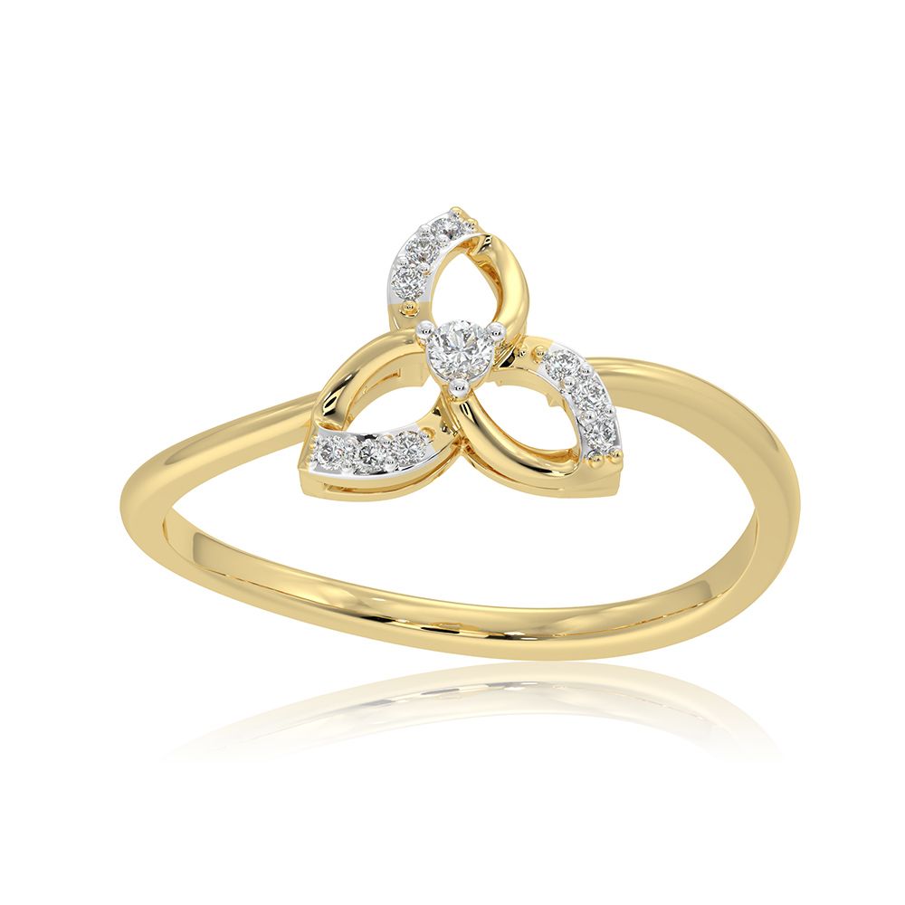 Graceful Floral 9KT Yellow Gold Diamond Ring-Rings-ERG26K09