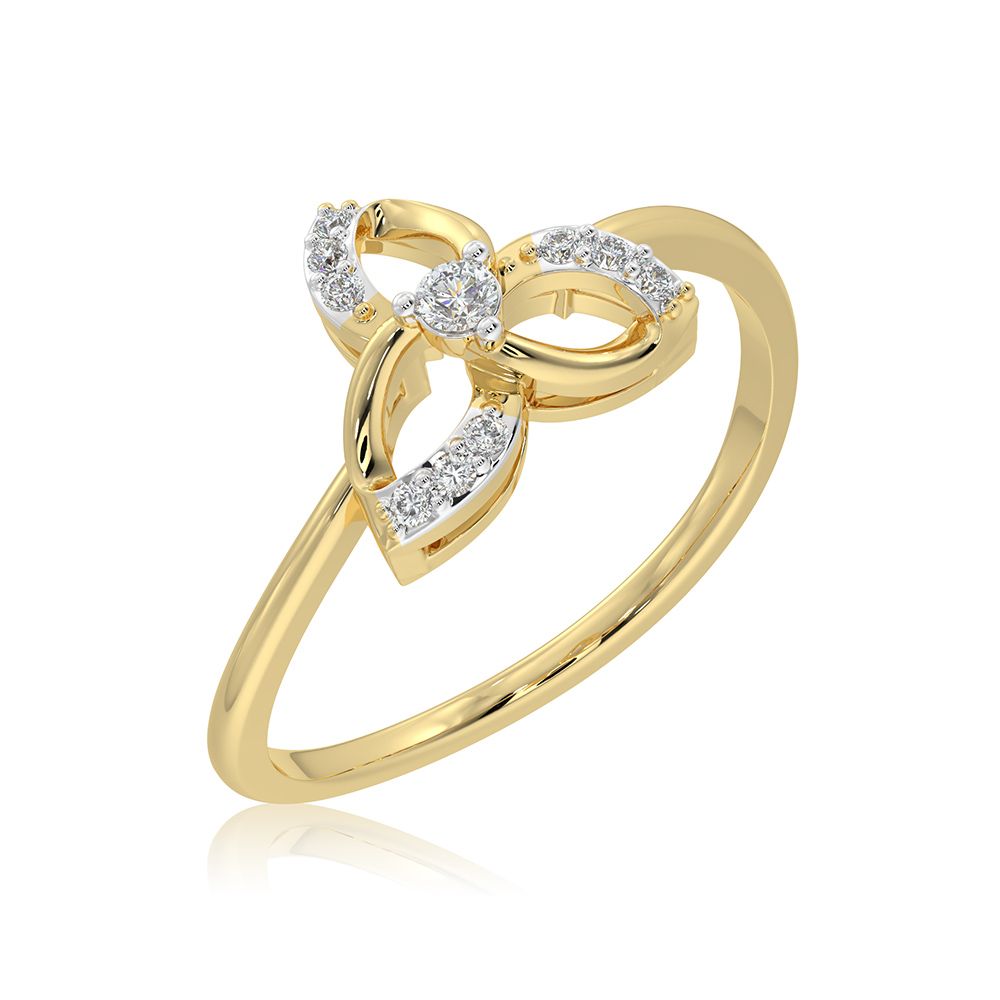 Graceful Floral 9KT Yellow Gold Diamond Ring-Rings-ERG26K09