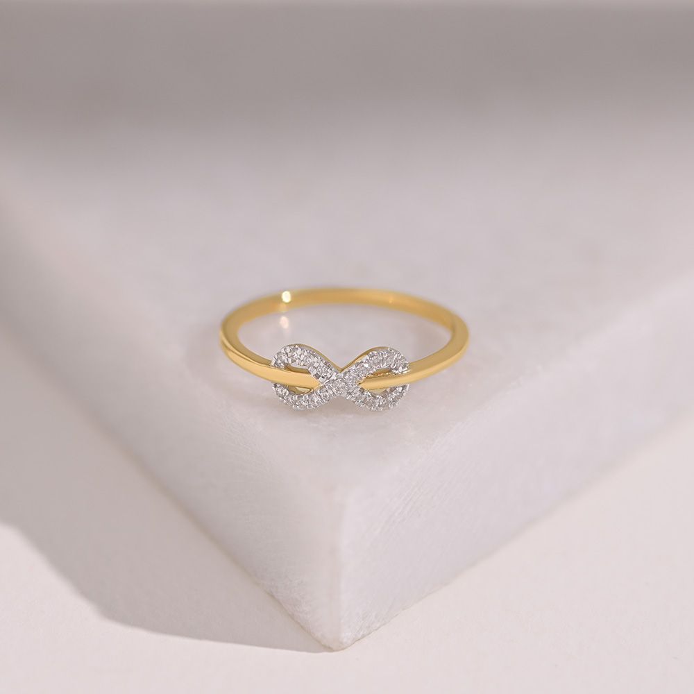 Infinity 9KT Yellow Gold Diamond Ring-Rings-ERG26K10