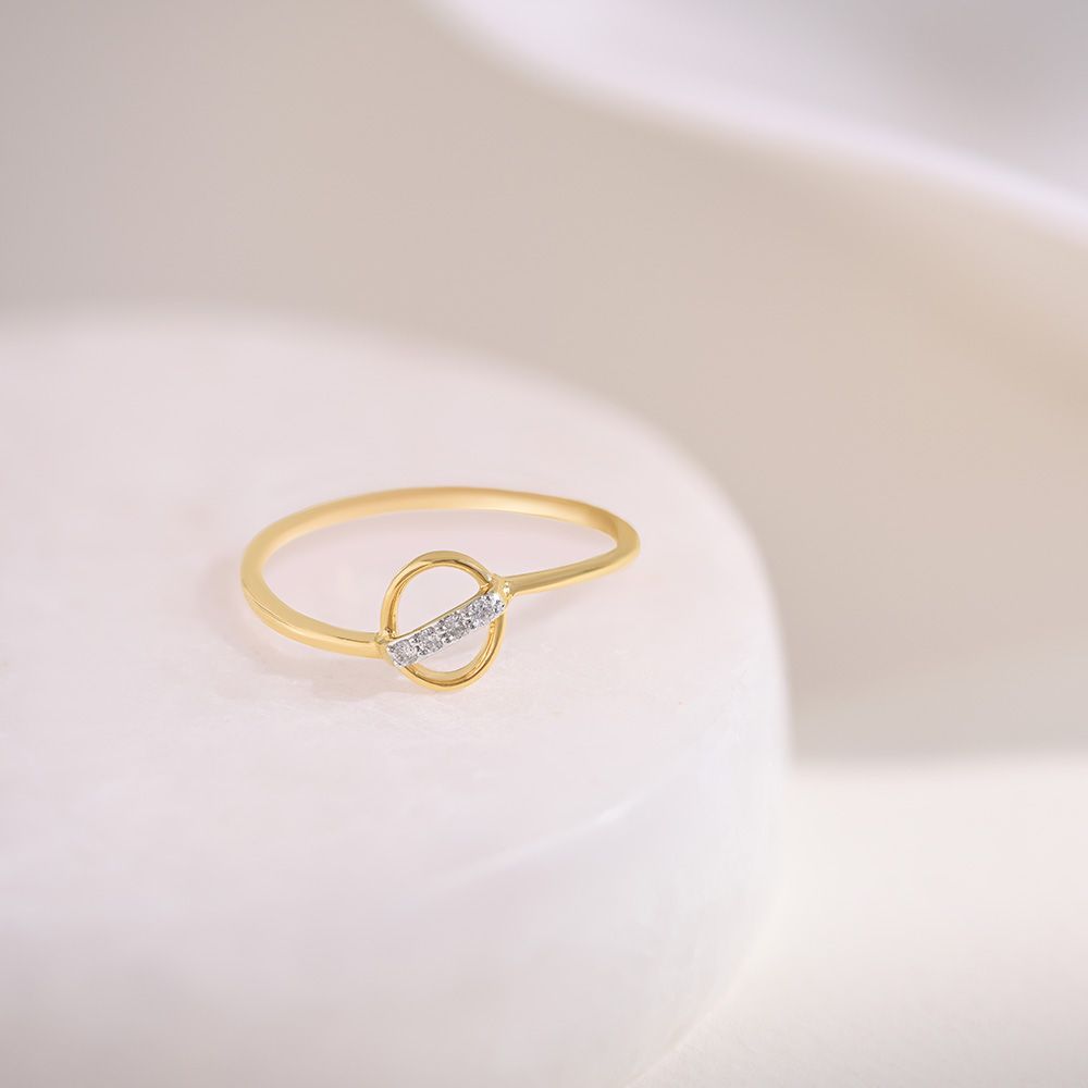 Fluid Loop 9KT Yellow Gold Diamond Ring-Rings-ERG26K11