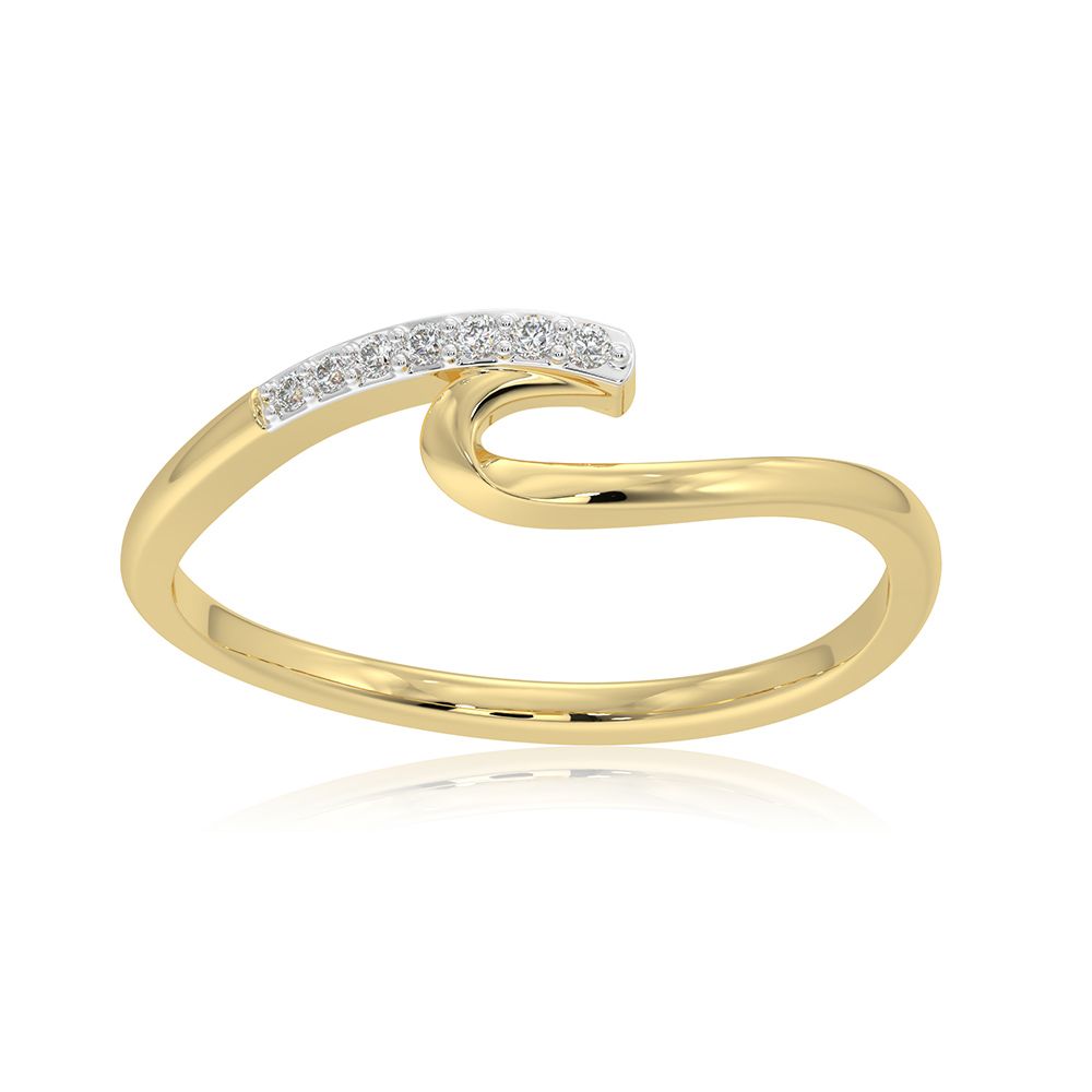 Elegant Swirl 9KT Yellow Gold Diamond Ring-Rings-ERG26K12