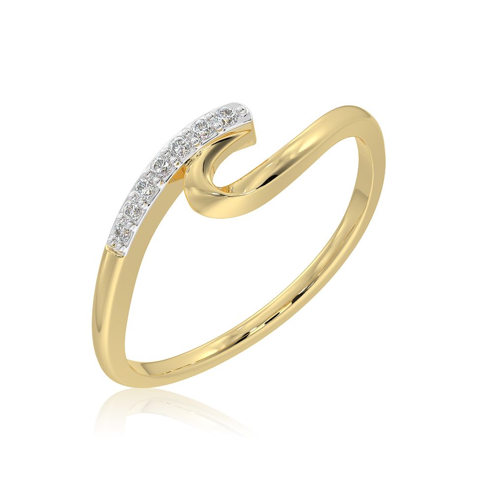 Elegant Swirl 9KT Yellow Gold Diamond Ring-Rings-ERG26K12