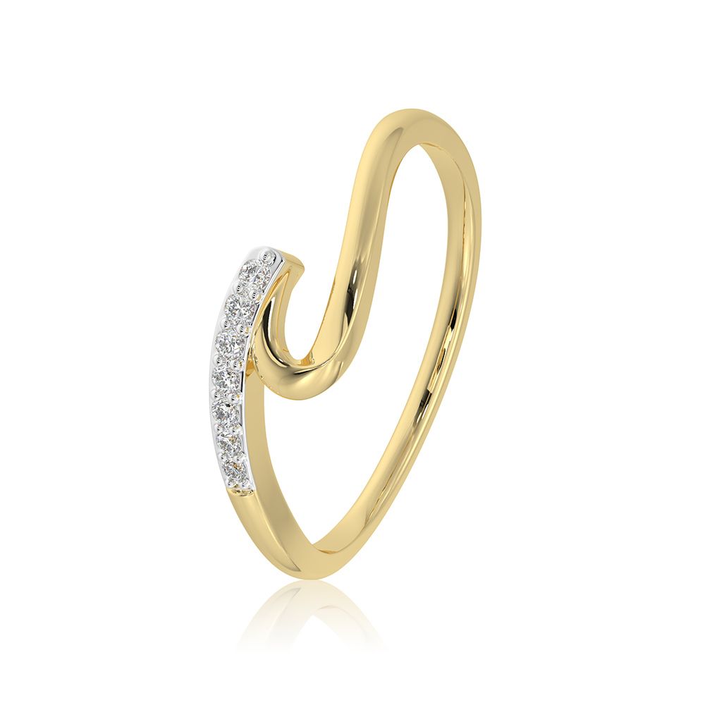 Elegant Swirl 9KT Yellow Gold Diamond Ring-Rings-ERG26K12