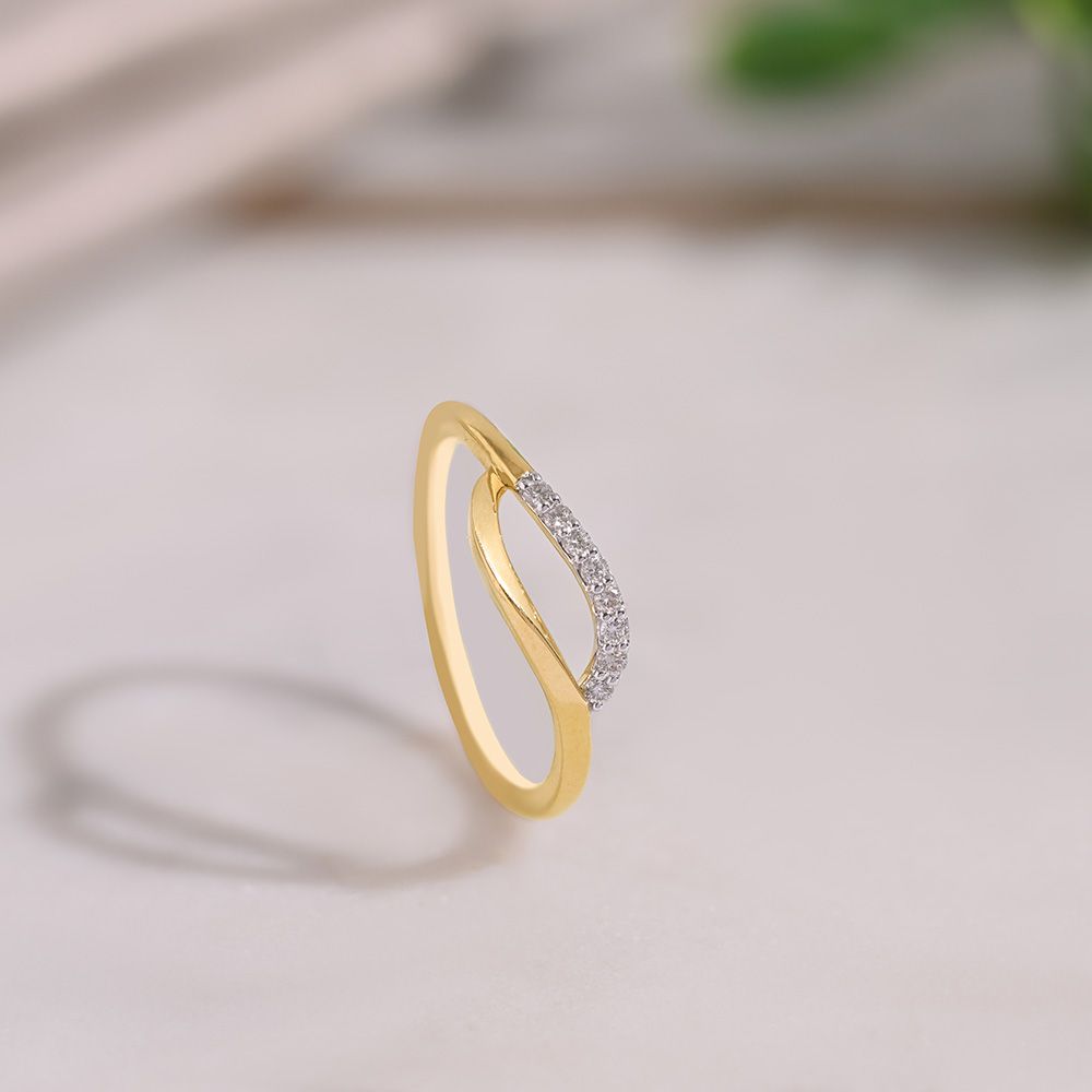 Gorgeous Swirl 9KT Yellow Gold Diamond Ring-Rings-ERG26K13