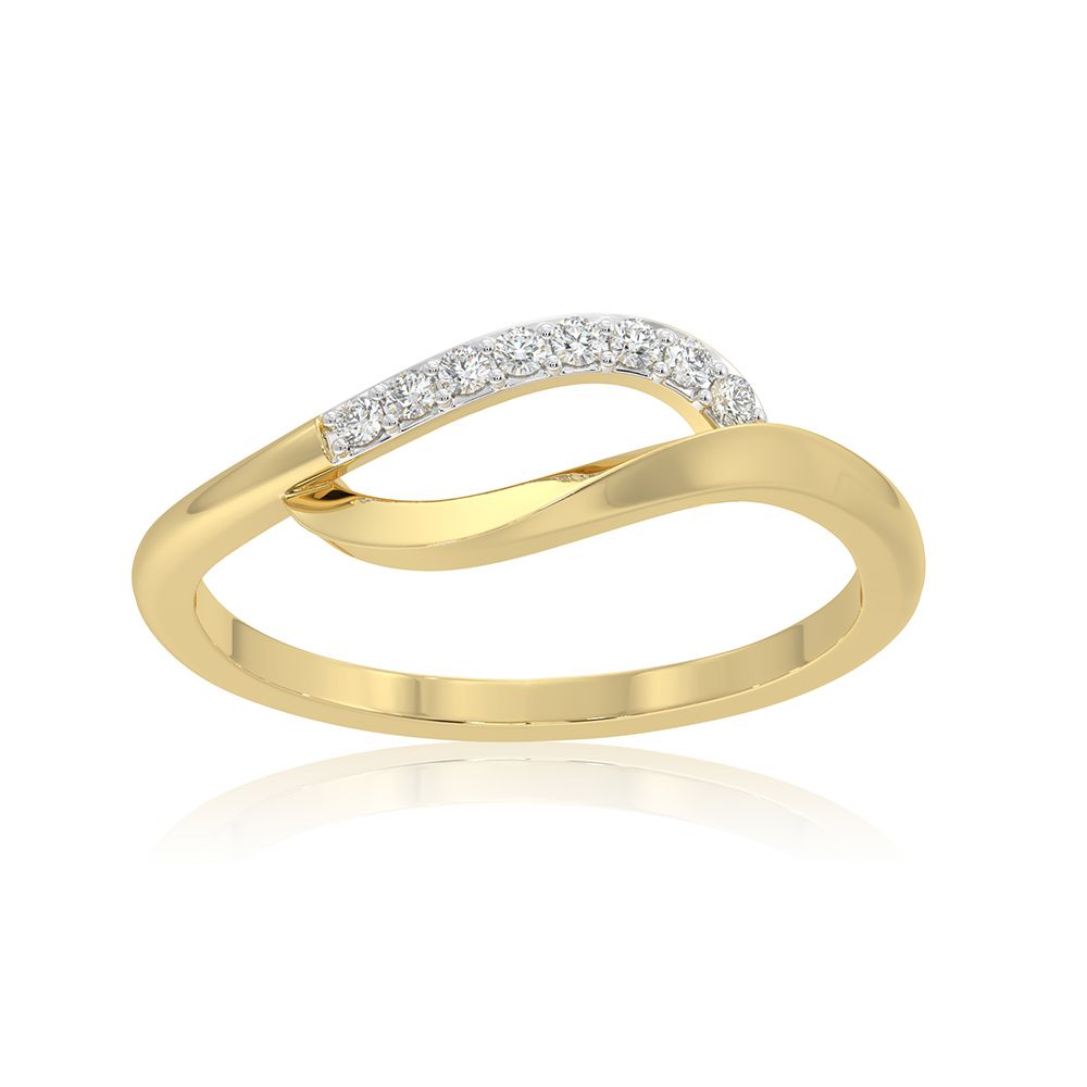 Gorgeous Swirl 9KT Yellow Gold Diamond Ring-Rings-ERG26K13