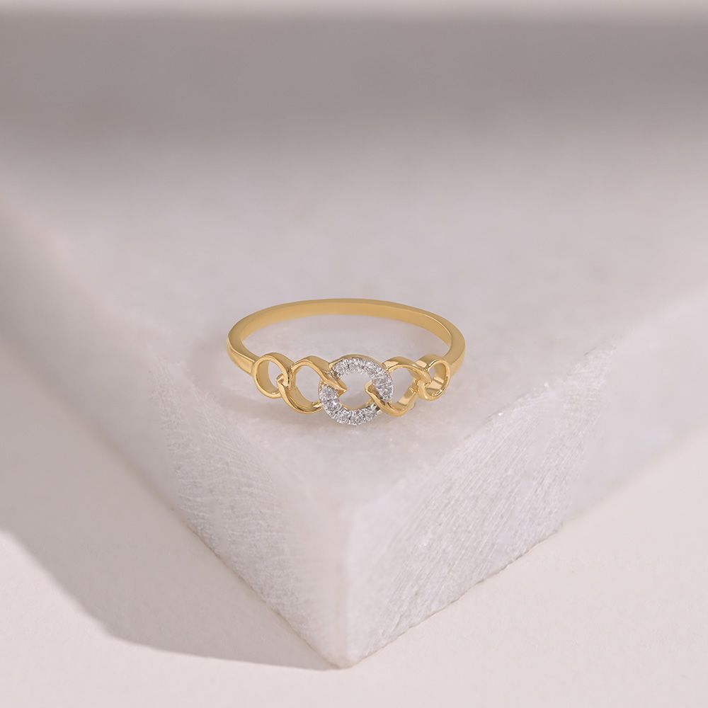 Divine Link 9KT Yellow Gold Diamond Ring-Rings-ERG26K15