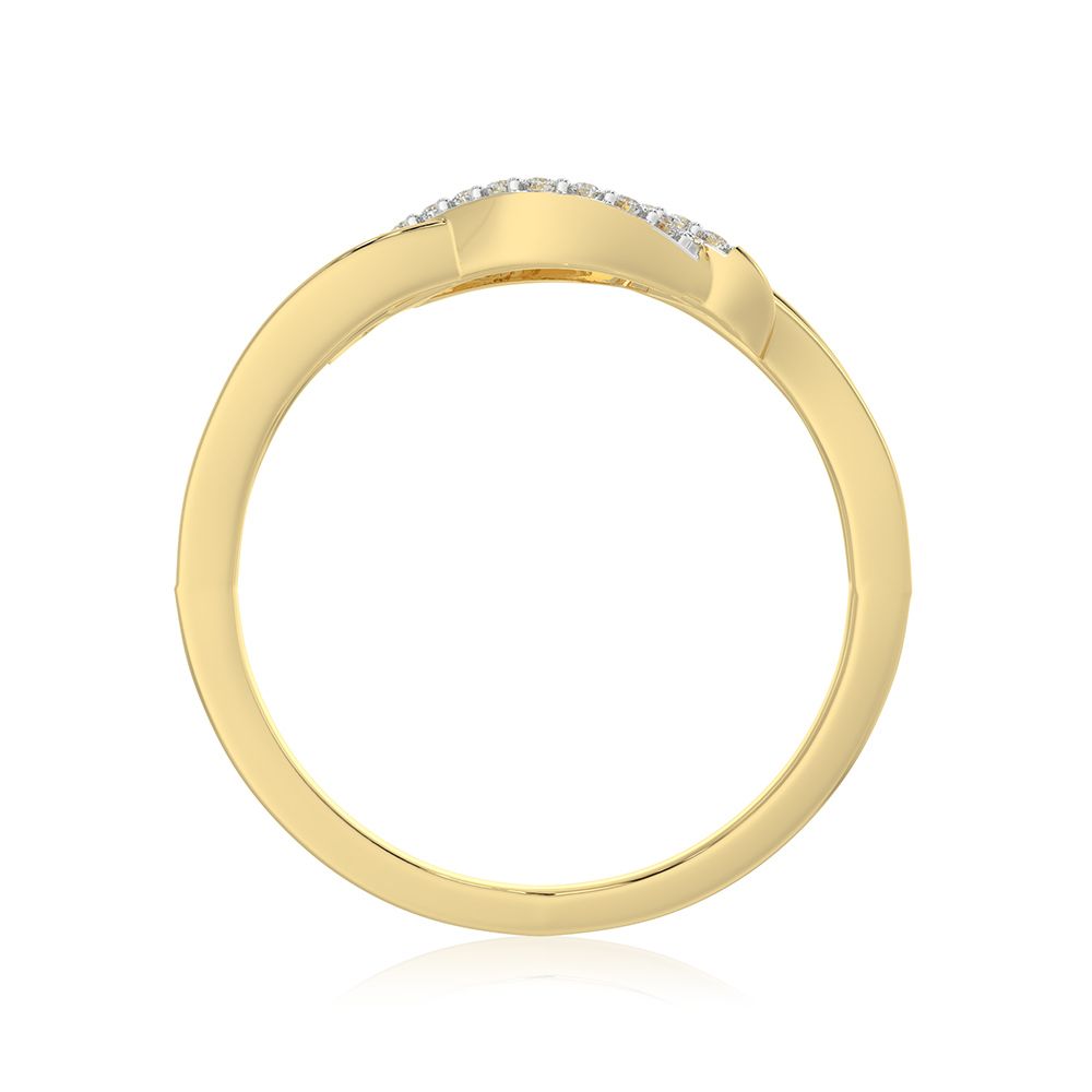 Delicate Leaf 9KT Yellow Gold Diamond Ring-Rings-ERG26K16