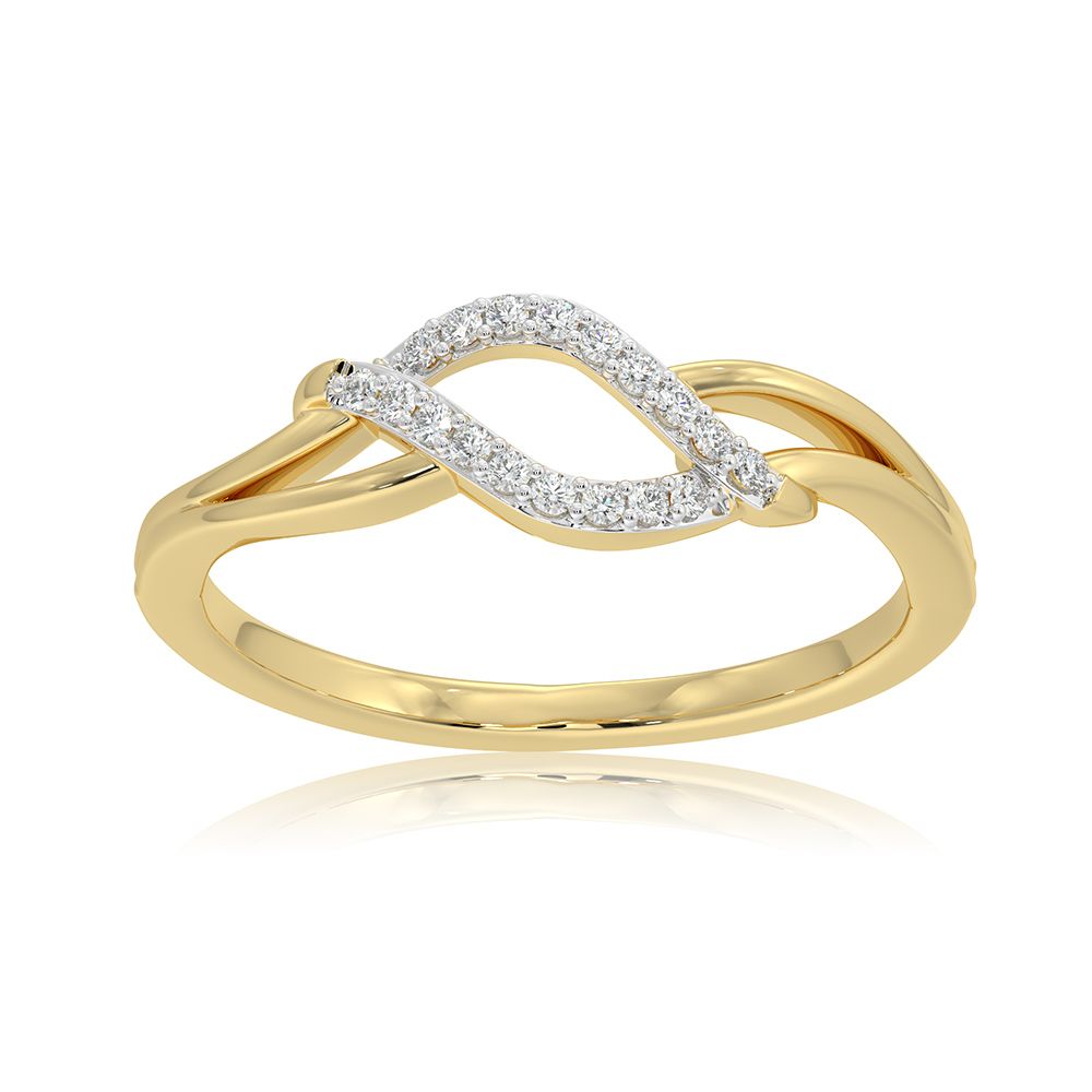 Delicate Leaf 9KT Yellow Gold Diamond Ring-Rings-ERG26K16