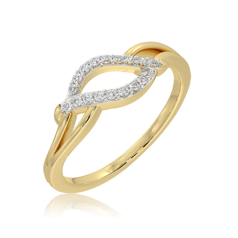 Delicate Leaf 9KT Yellow Gold Diamond Ring-Rings-ERG26K16