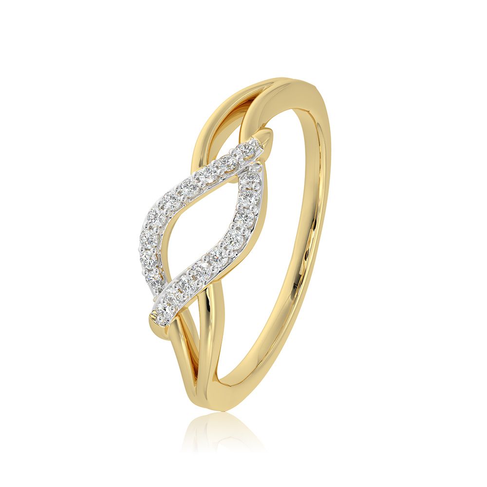 Delicate Leaf 9KT Yellow Gold Diamond Ring-Rings-ERG26K16