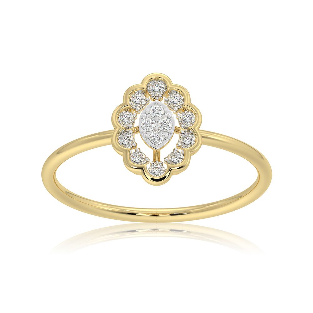 Delicate Floral 9KT Yellow Gold Diamond Ring-Rings-ERG26K19