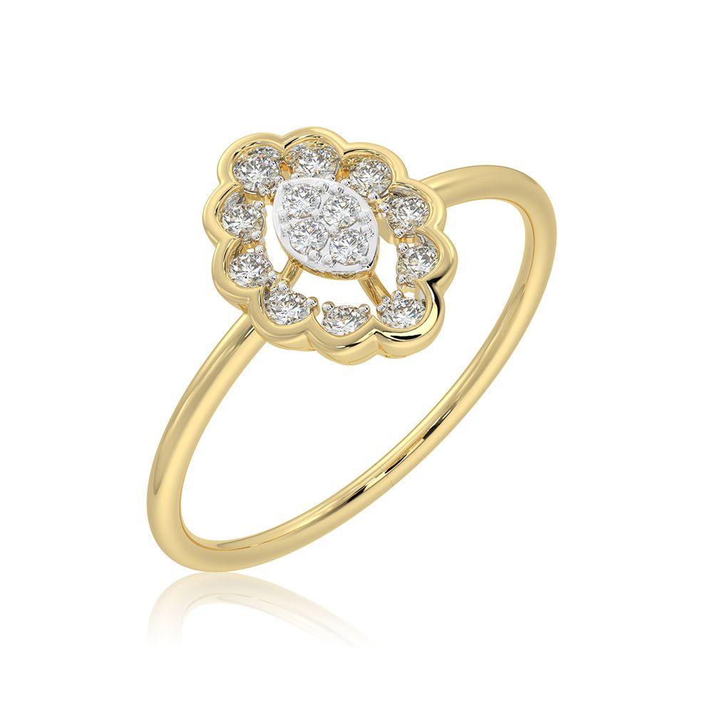Delicate Floral 9KT Yellow Gold Diamond Ring-Rings-ERG26K19