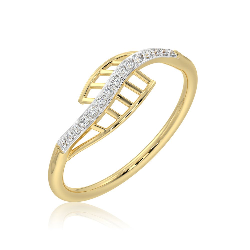 Modern Swirl 9KT Yellow Gold Diamond Ring-Rings-ERG26K20