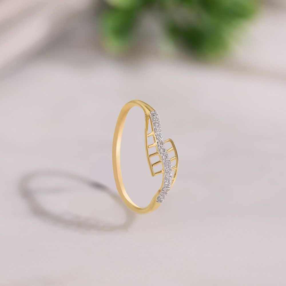 Modern Swirl 9KT Yellow Gold Diamond Ring-Rings-ERG26K20
