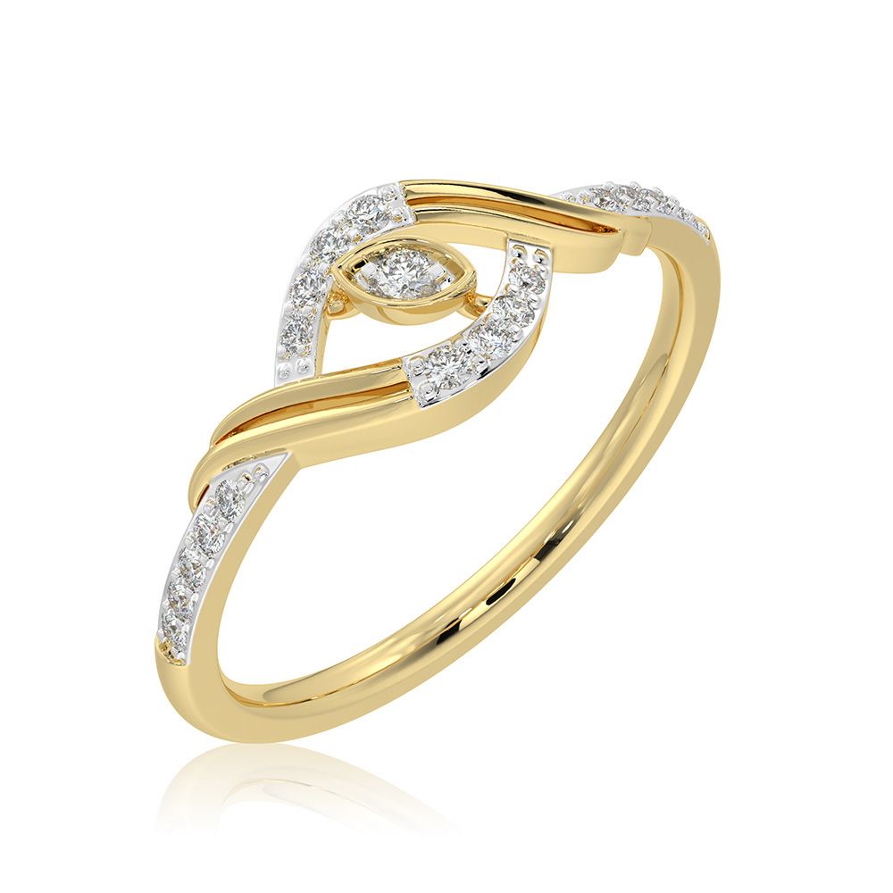 Everyday Leaf 9KT Yellow Gold Diamond Ring-Rings-ERG26K23