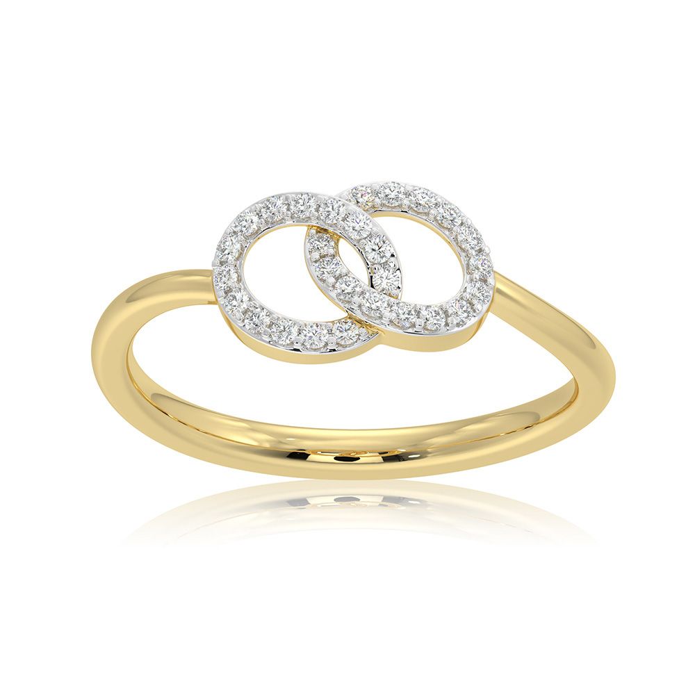 Elegant Knot 9KT Yellow Gold Diamond Ring-Rings-ERG26K24