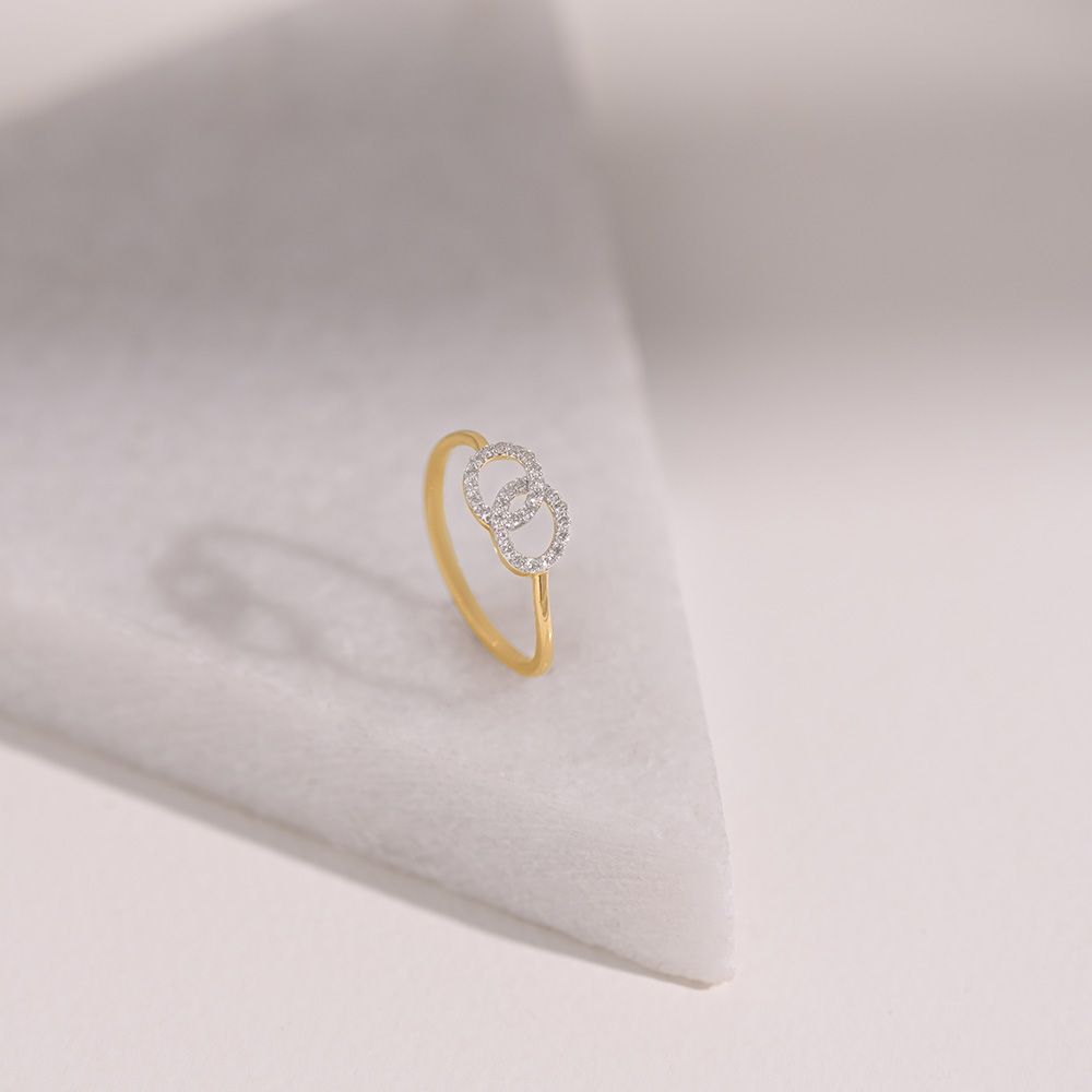 Elegant Knot 9KT Yellow Gold Diamond Ring-Rings-ERG26K24