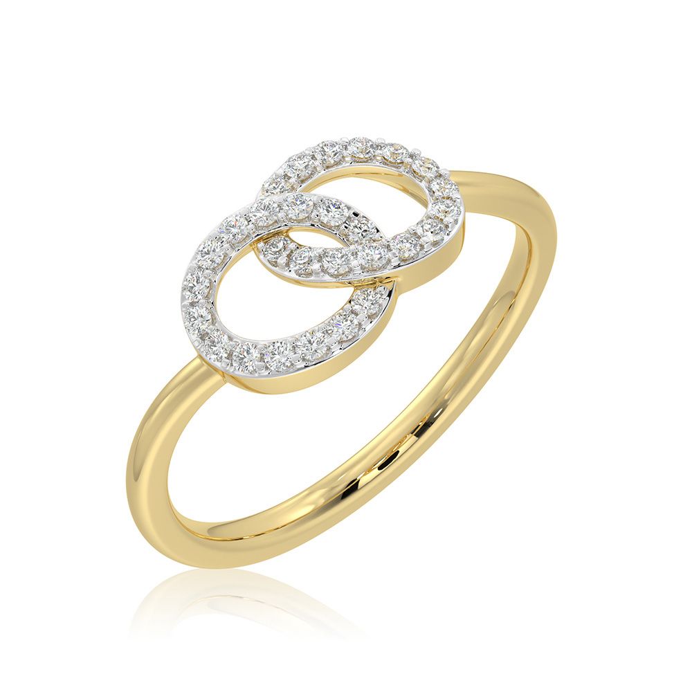Elegant Knot 9KT Yellow Gold Diamond Ring-Rings-ERG26K24