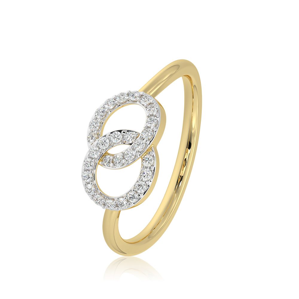 Elegant Knot 9KT Yellow Gold Diamond Ring-Rings-ERG26K24