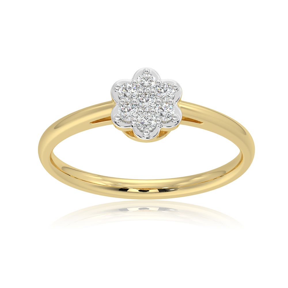 Floral Bloom 9KT Yellow Gold Diamond Ring-Rings-ERG26K25
