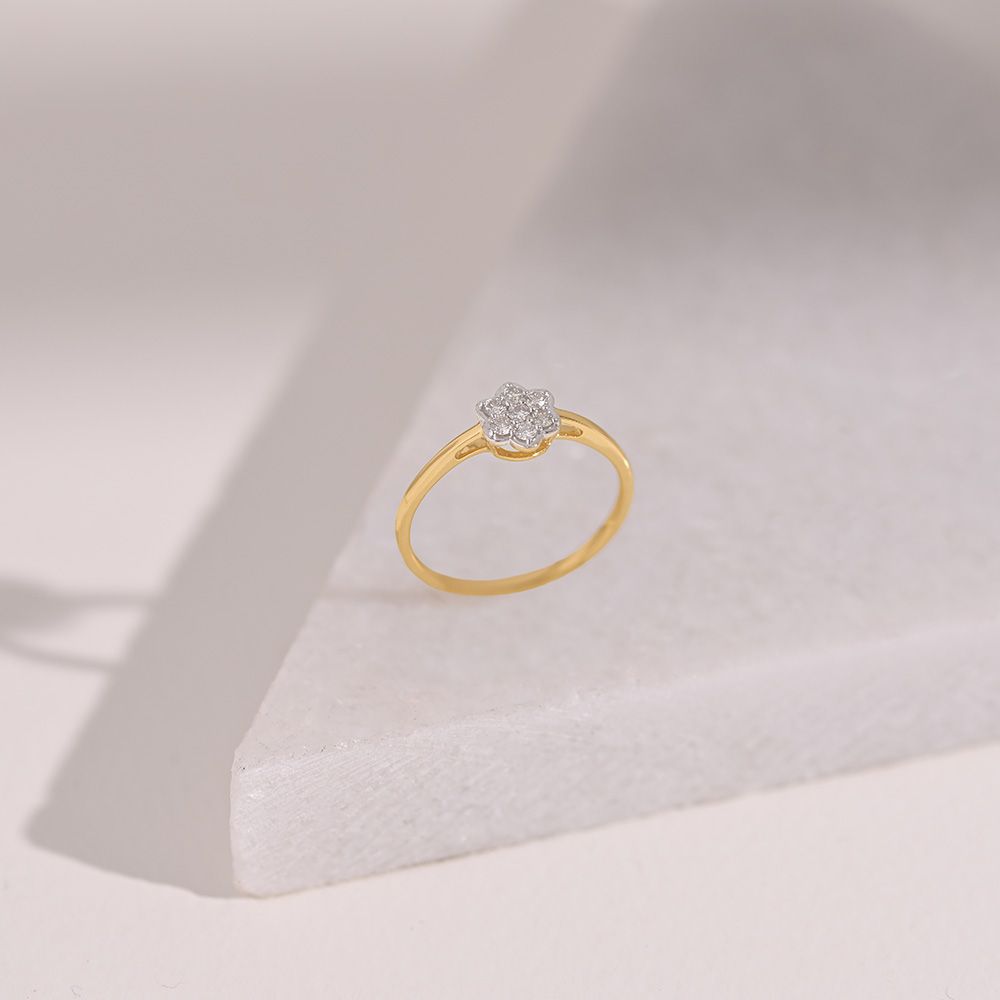 Floral Bloom 9KT Yellow Gold Diamond Ring-Rings-ERG26K25