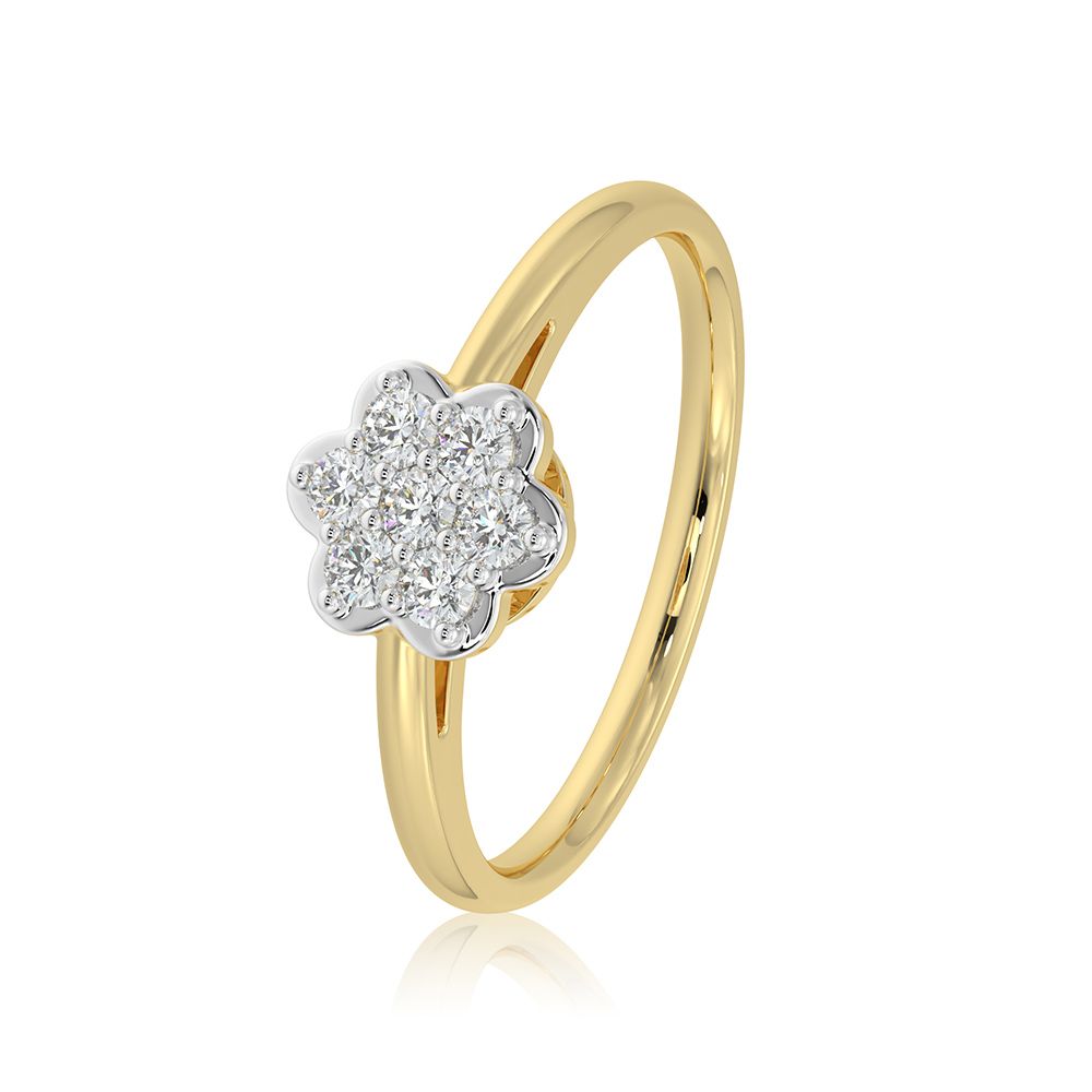 Floral Bloom 9KT Yellow Gold Diamond Ring-Rings-ERG26K25