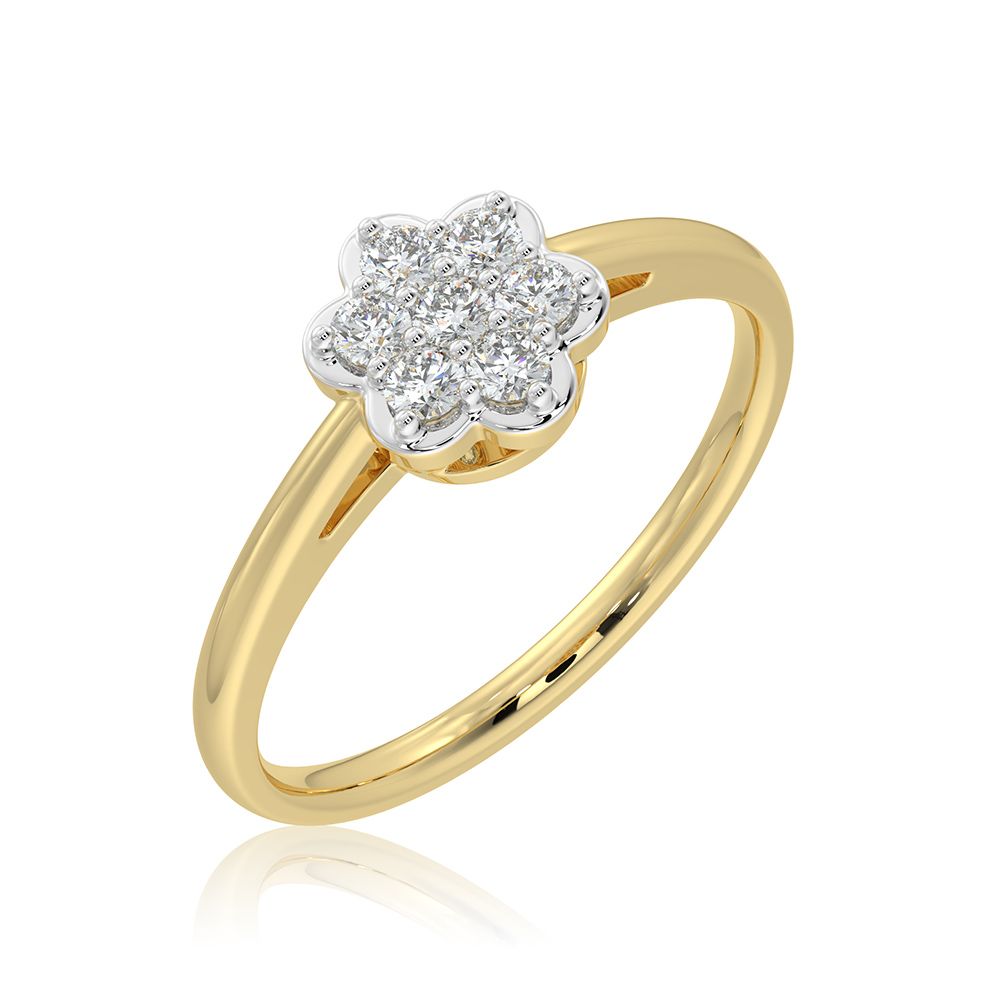 Floral Bloom 9KT Yellow Gold Diamond Ring-Rings-ERG26K25