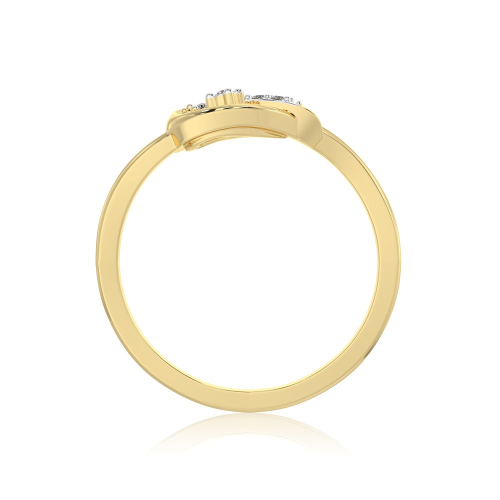 Delicate Leaf 9KT Yellow Gold Diamond Ring-Rings-ERG26K30