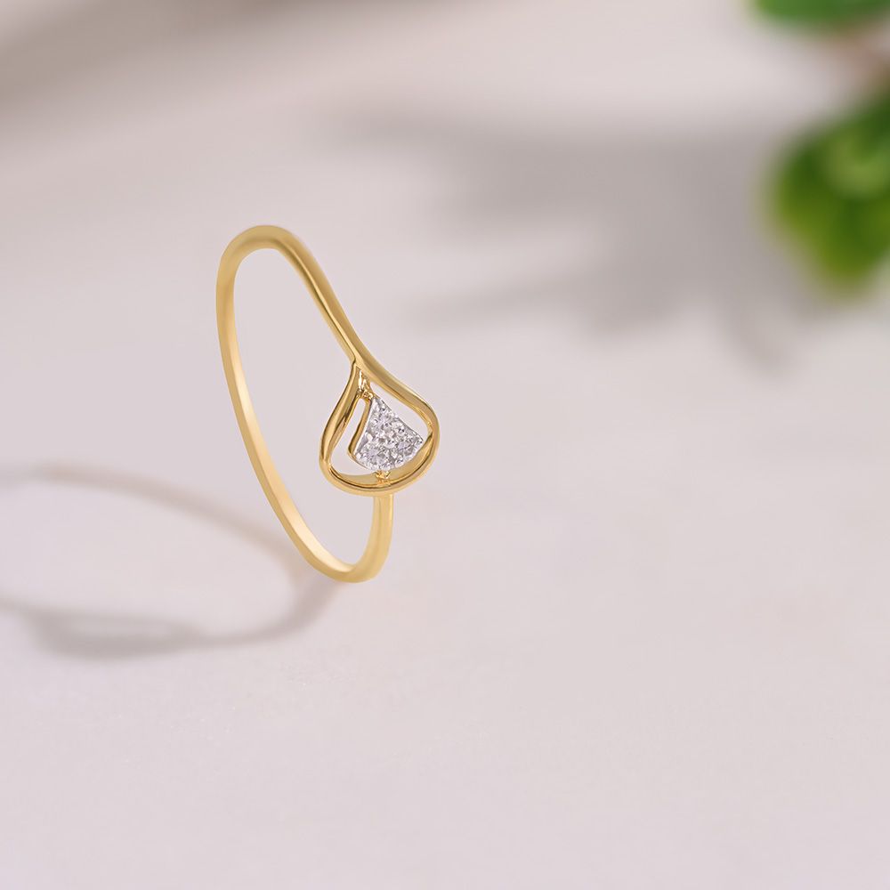 Stylish 9KT Yellow Gold Diamond Ring-Rings-ERG26K34