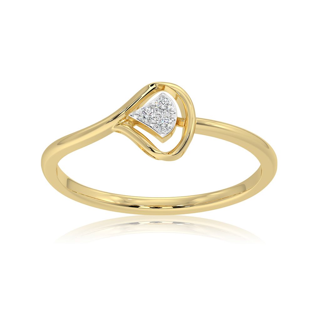 Stylish 9KT Yellow Gold Diamond Ring-Rings-ERG26K34