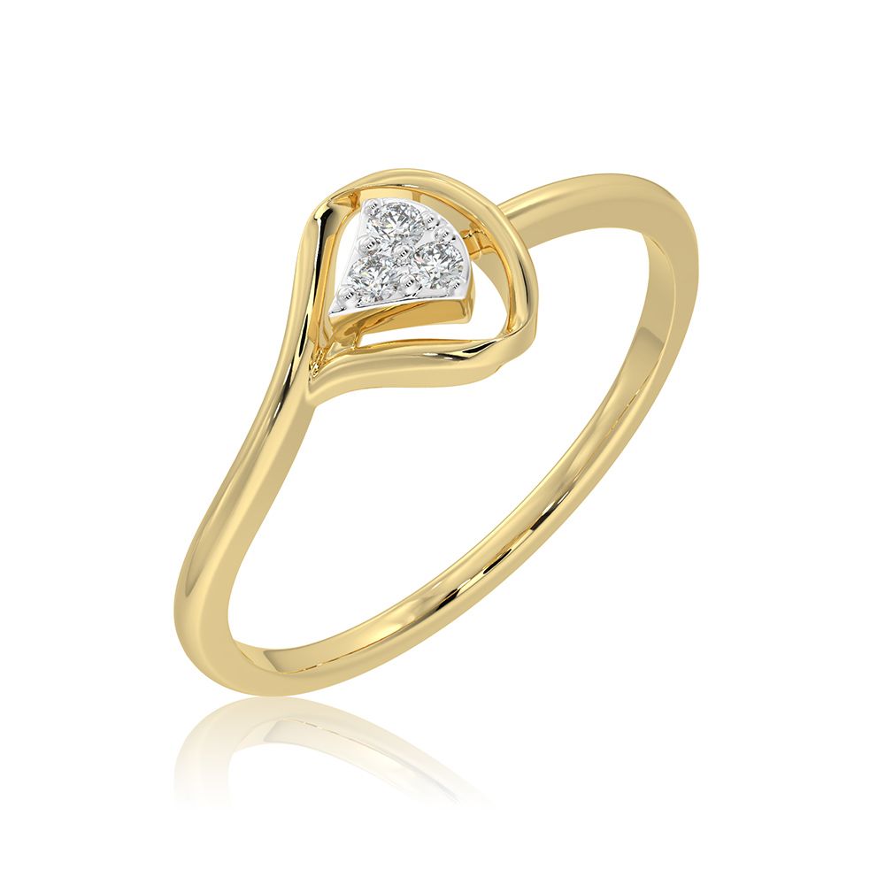 Stylish 9KT Yellow Gold Diamond Ring-Rings-ERG26K34