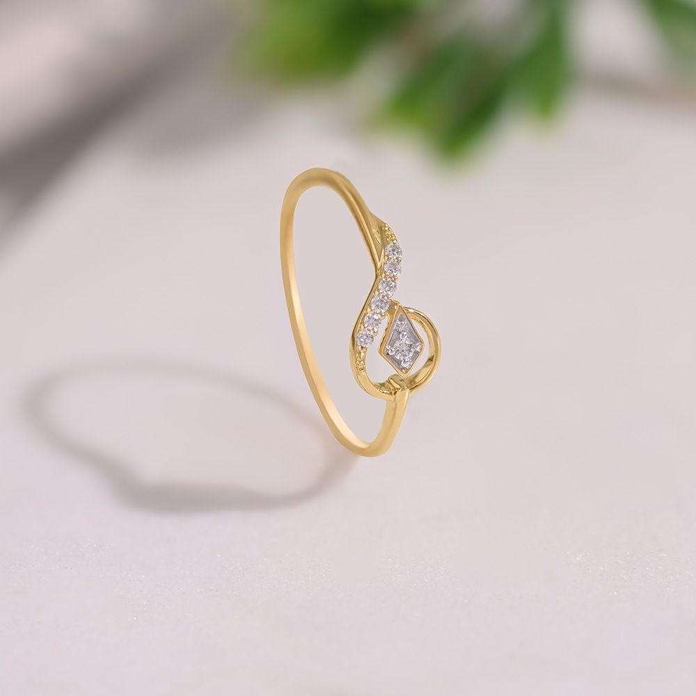 Paisley Curve 9KT Yellow Gold Diamond Ring-Rings-ERG26K35