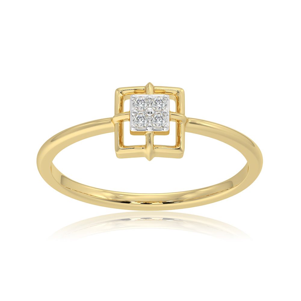 Elegant Square 9KT Yellow Gold Diamond Ring-Rings-ERG26K36