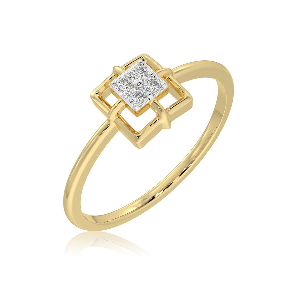 Elegant Square 9KT Yellow Gold Diamond Ring-Rings-ERG26K36
