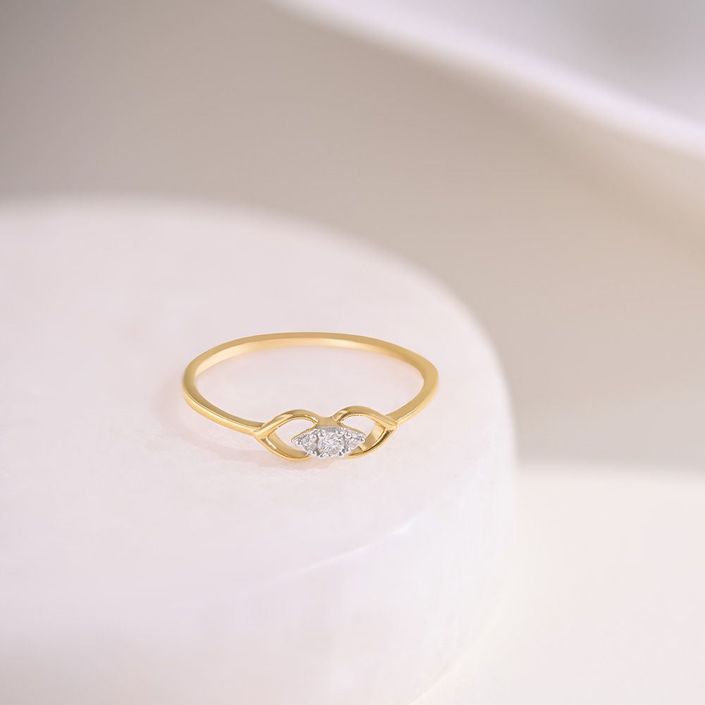 Minimal 9KT Yellow Gold Diamond Ring-Rings-ERG26K39