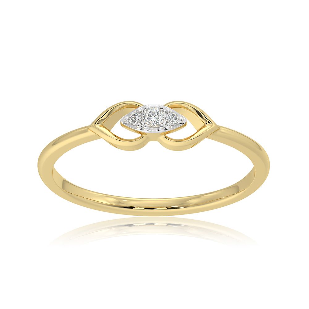 Minimal 9KT Yellow Gold Diamond Ring-Rings-ERG26K39