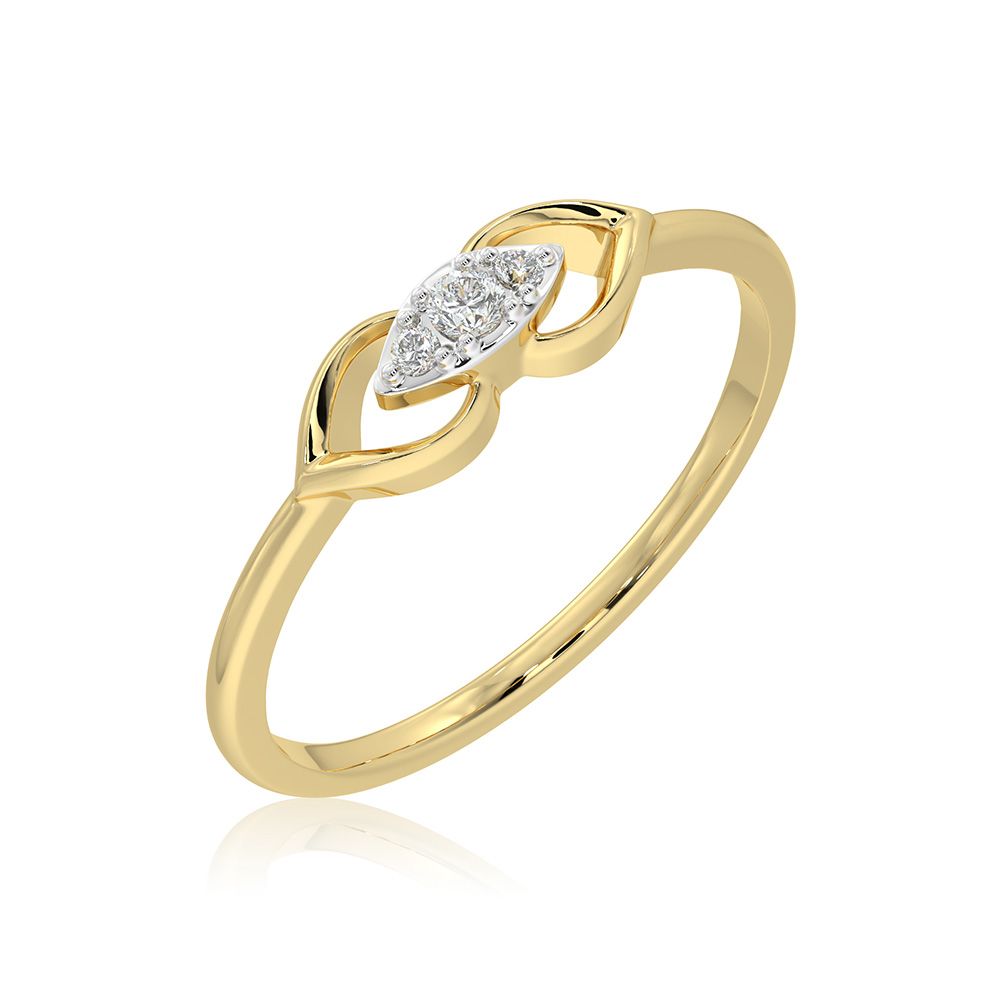 Minimal 9KT Yellow Gold Diamond Ring-Rings-ERG26K39