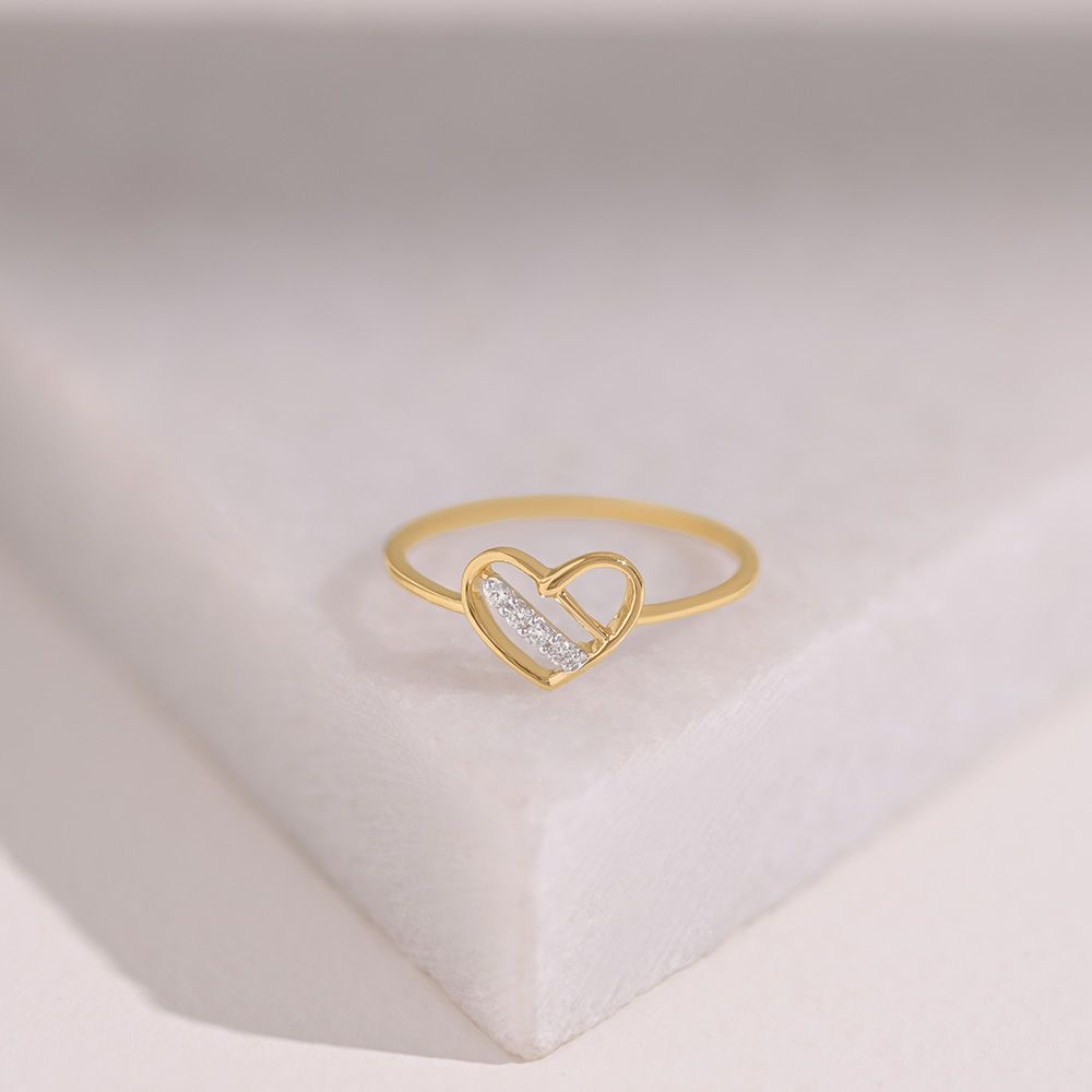 Love 9KT Yellow Gold Diamond Ring-Rings-ERG26K41