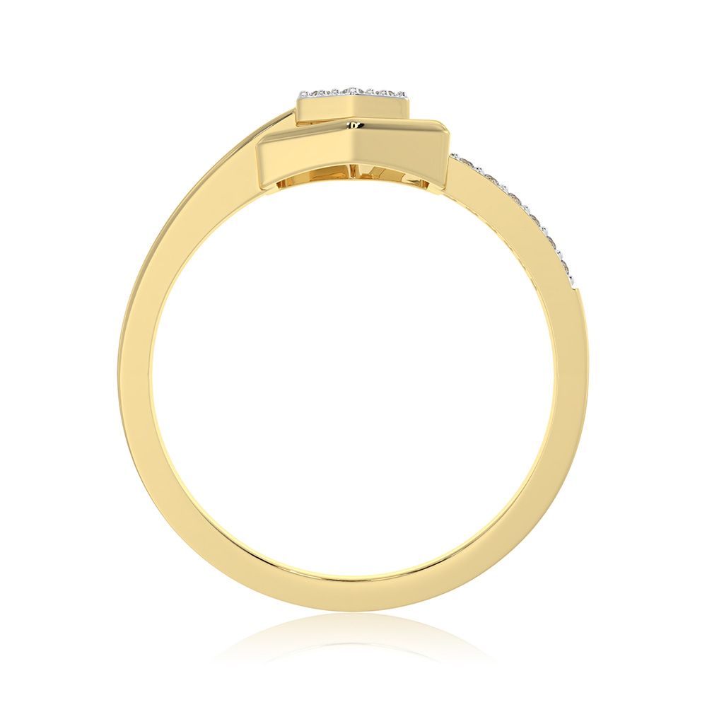 Hexagon Statement 9KT Yellow Gold Diamond Ring-Rings-ERG26K45