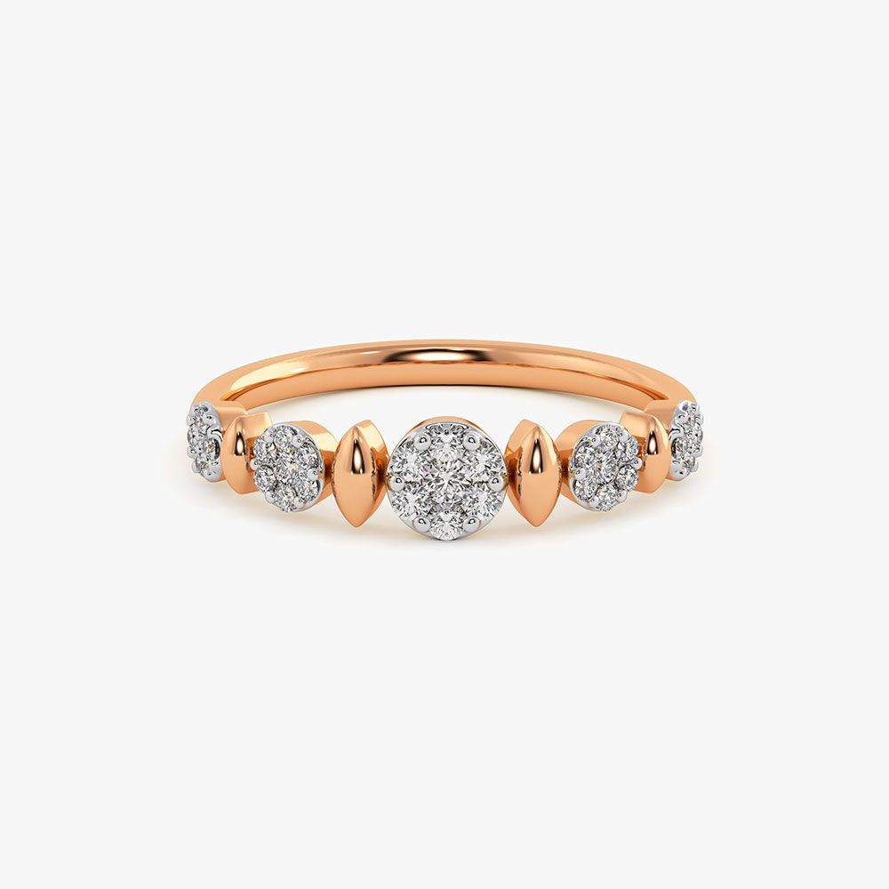 Modern Geometric Rose Gold Diamond Ring-Rings-ERG26K46