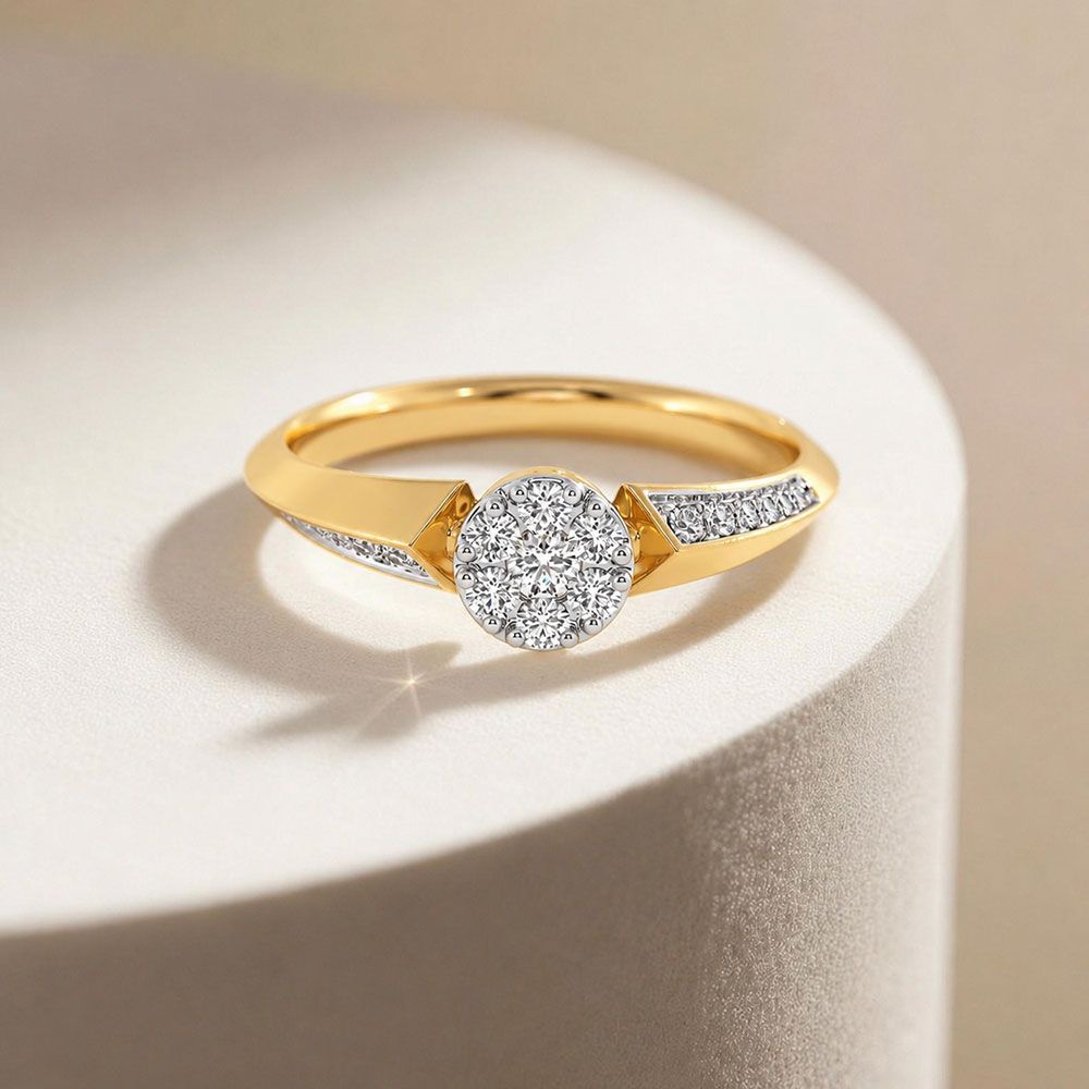 Everyday Geometric Yellow Gold Diamond Ring-Rings-ERG26K50