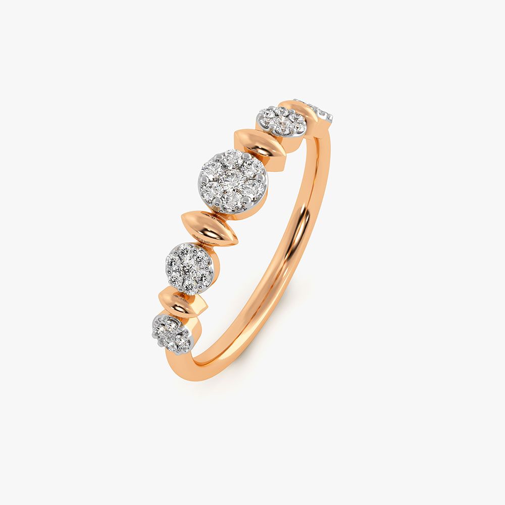 Modern Geometric Rose Gold Diamond Ring-Rings-ERG26K46
