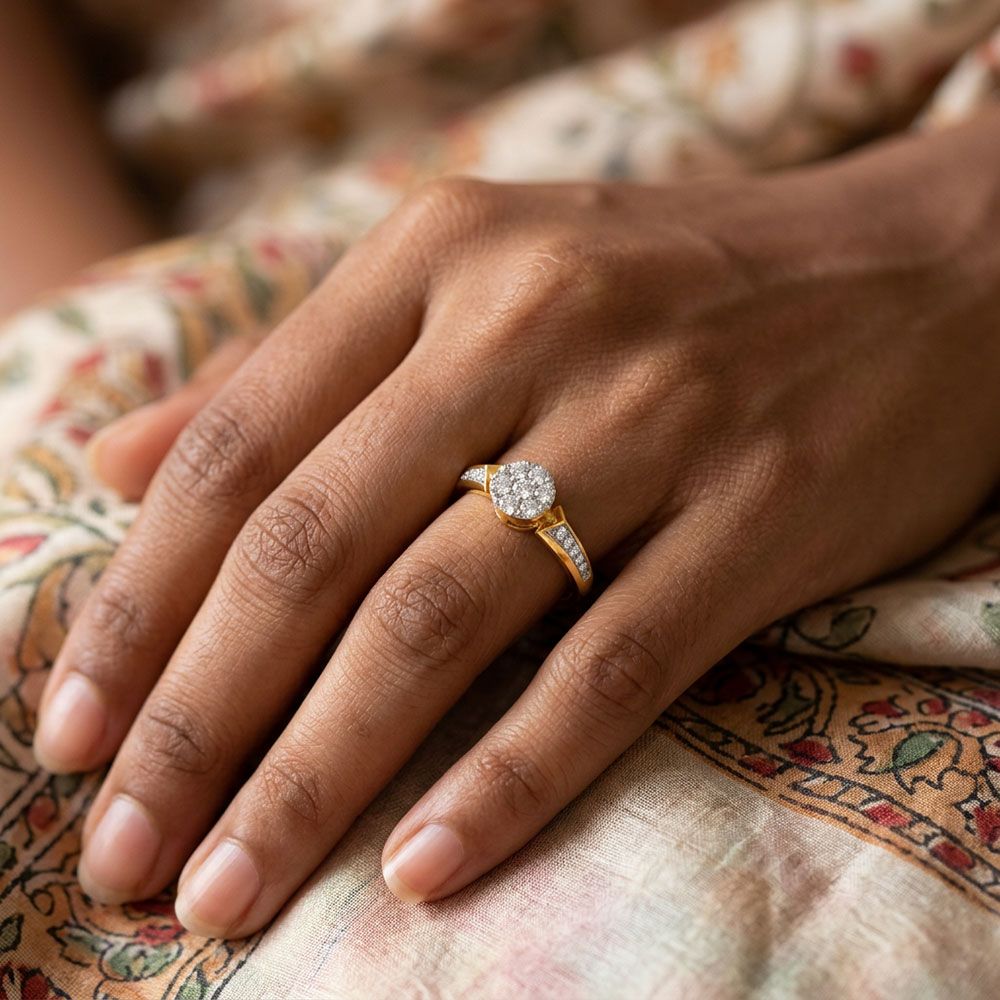 Everyday Geometric Yellow Gold Diamond Ring-Rings-ERG26K50
