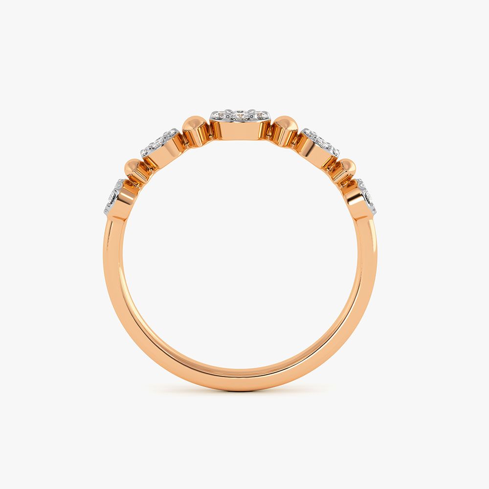 Modern Geometric Rose Gold Diamond Ring-Rings-ERG26K46